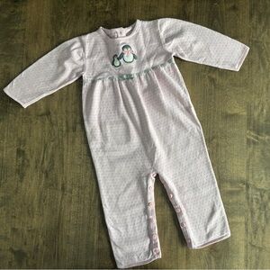 Janie & Jack Pink Penguin Romper / 12-18 months